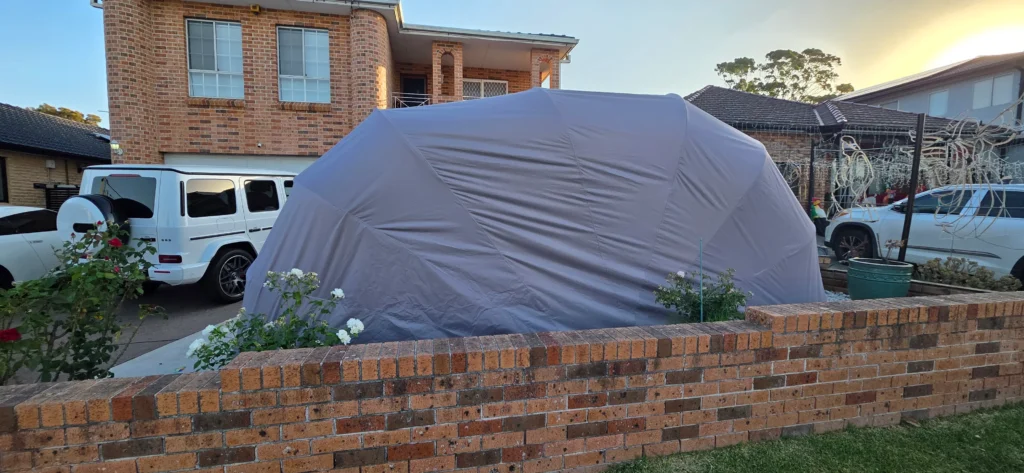 Foldable car garage installation at a residential property in Campbelltown, NSW