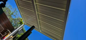 Motorised louvered pergola installation at a residential property in Parramatta, NSW